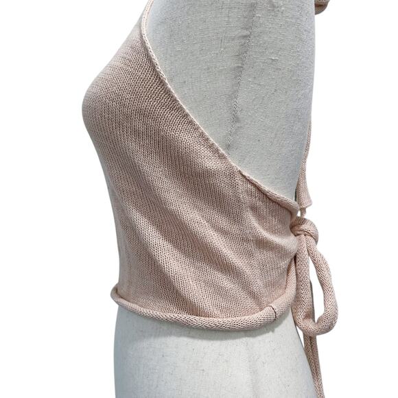 Free People Knit Halter Top XS / Small Tie Back Open Back Festival Mockneck (6) - Picture 5 of 9